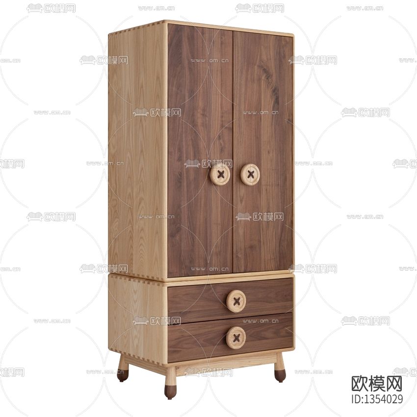 北欧简约实木儿童储物柜下载（渲染图2）