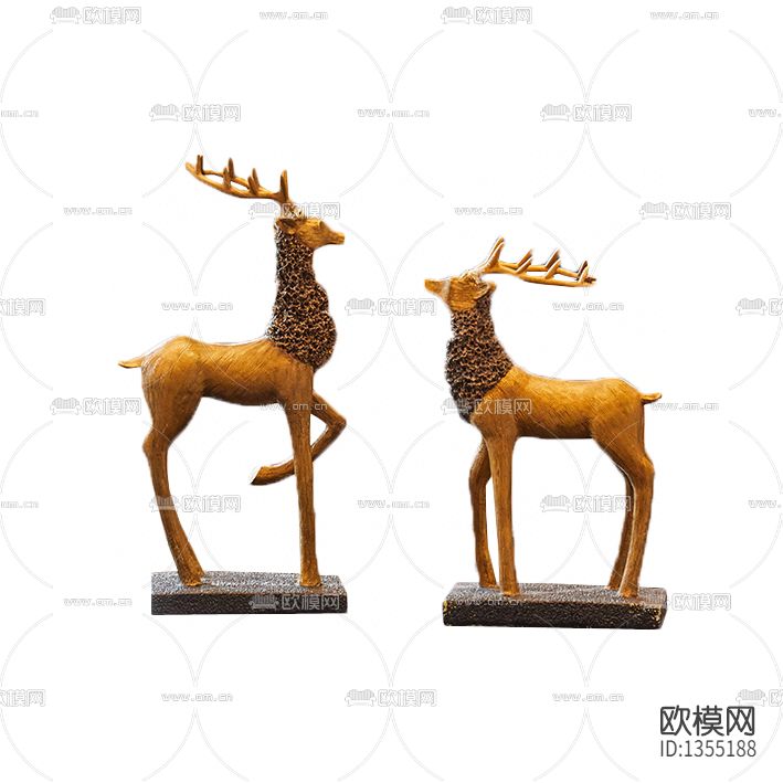 北欧简约实木驯鹿摆件下载