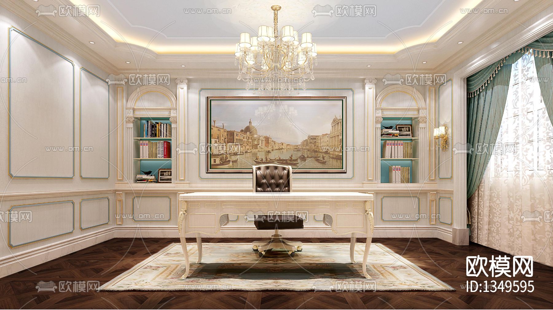 青岛万达1000M²独栋豪宅cad施工图下载（渲染图2）