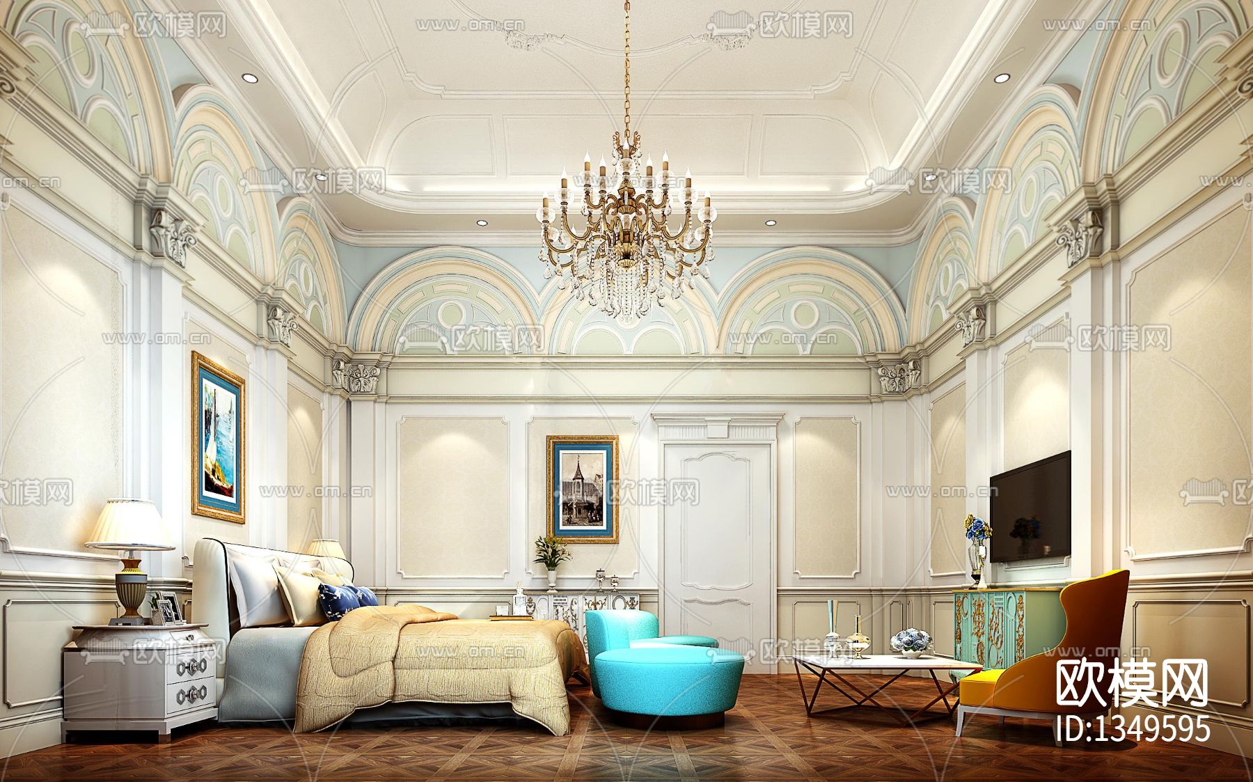 青岛万达1000M²独栋豪宅cad施工图下载（渲染图7）