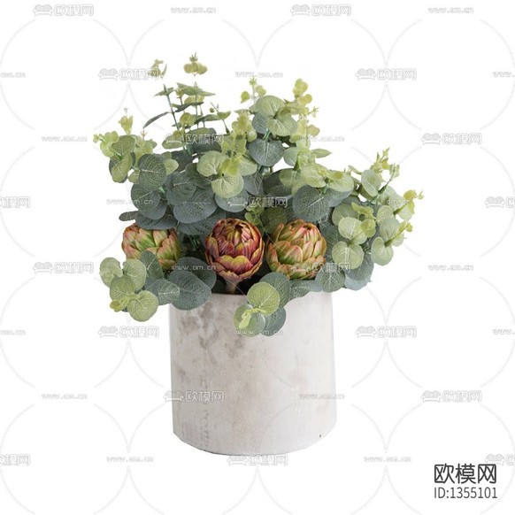 现代简约水泥花瓶摆放绿植下载