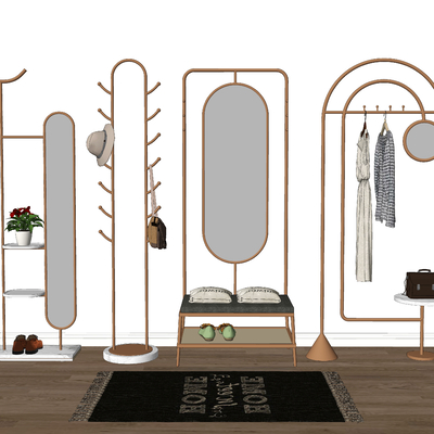  现代衣帽架su模型 