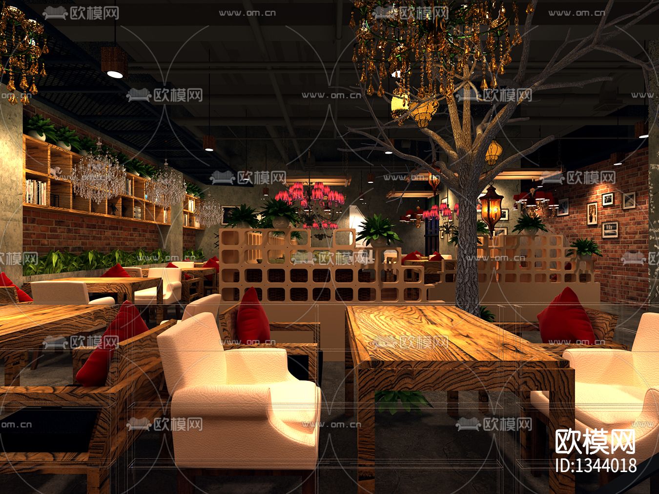 咖啡厅cad施工图下载（渲染图5）