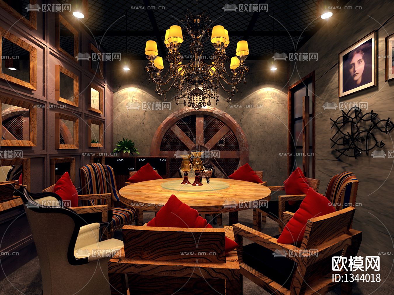 咖啡厅cad施工图下载（渲染图6）