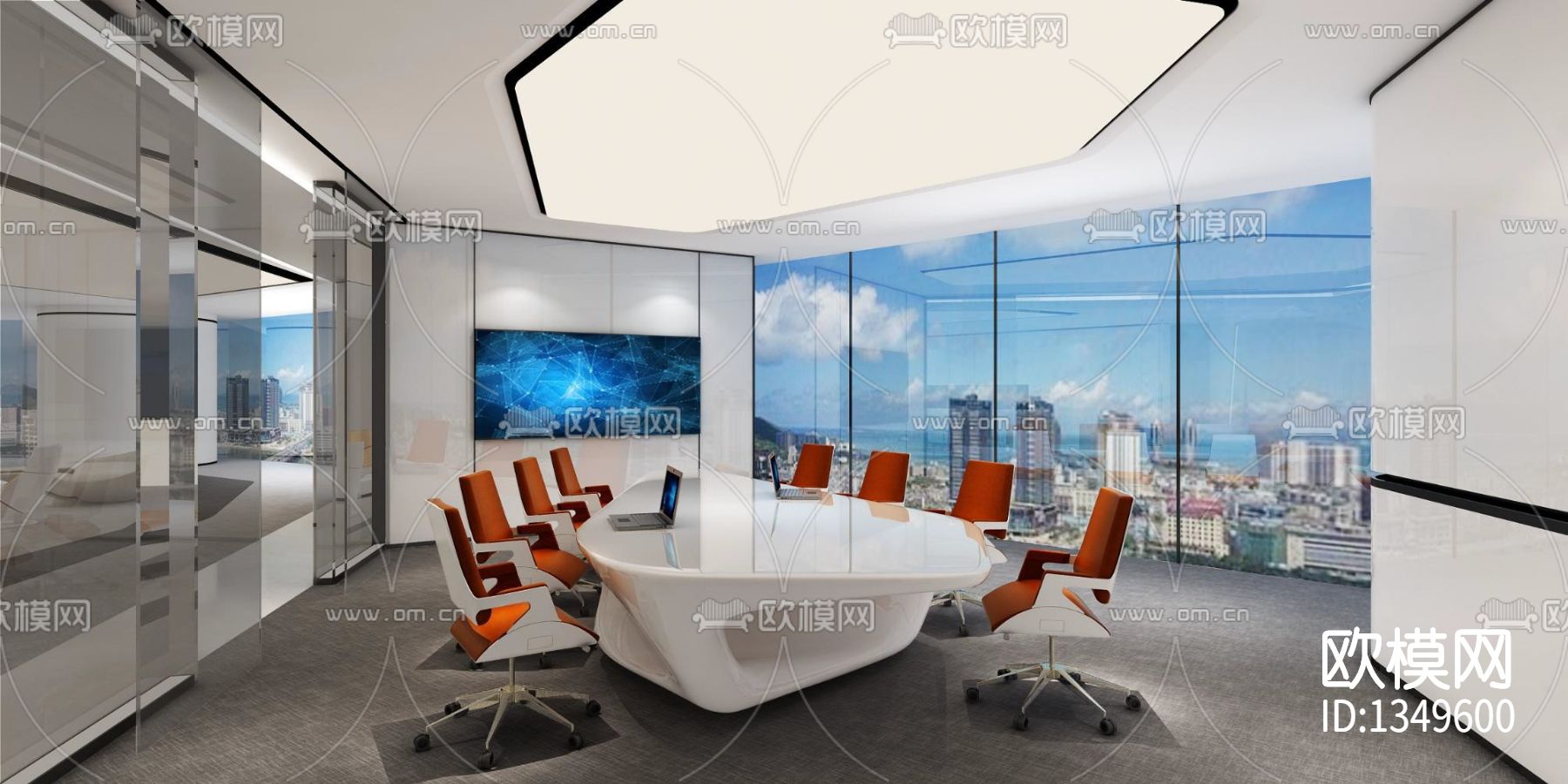 成都绿地中心大堂办公室cad施工图下载（渲染图3）