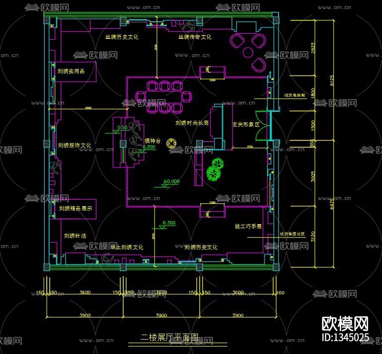 刺绣文化展厅cad施工图下载（渲染图2）