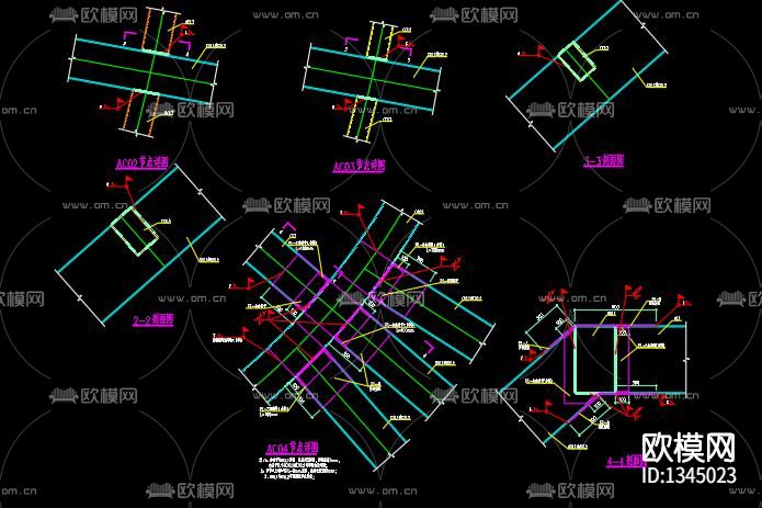 椭圆采光顶钢结构cad施工图