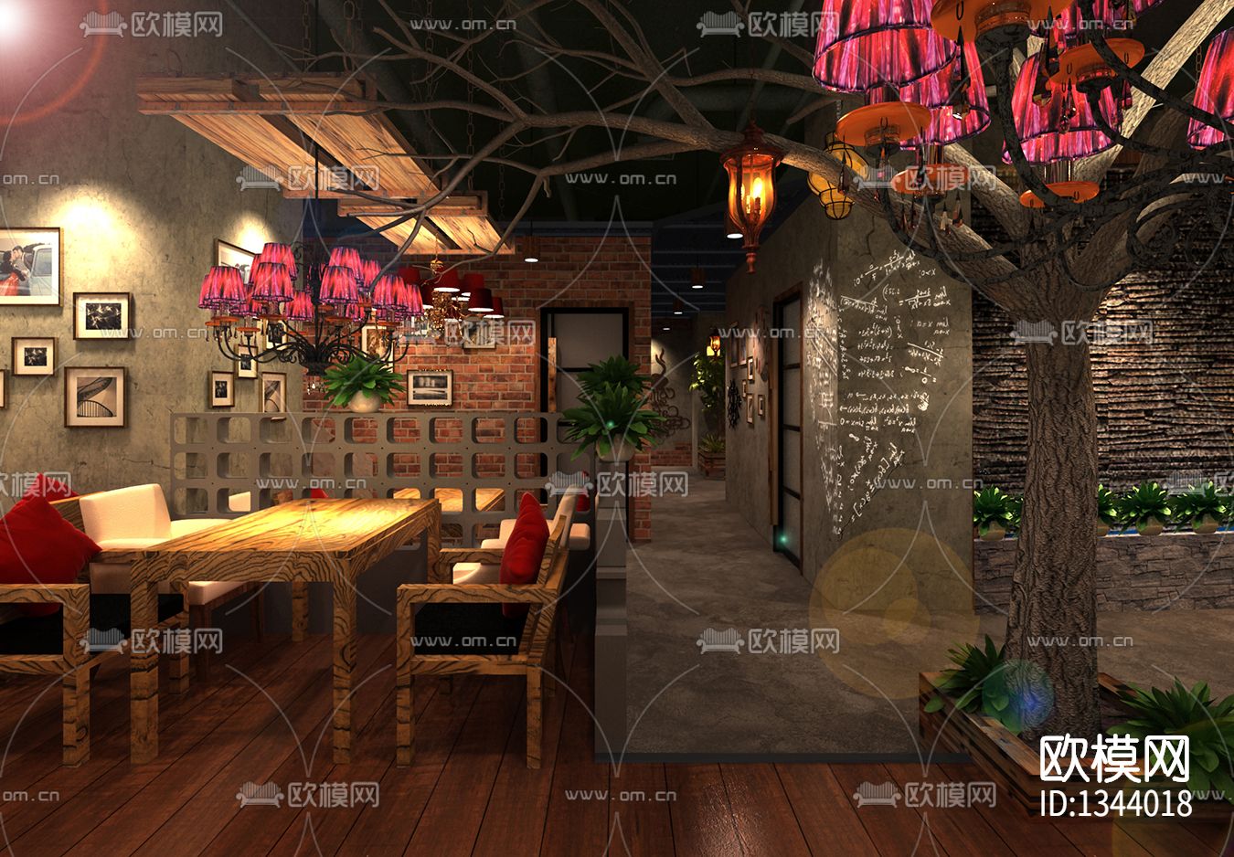 咖啡厅cad施工图下载（渲染图4）