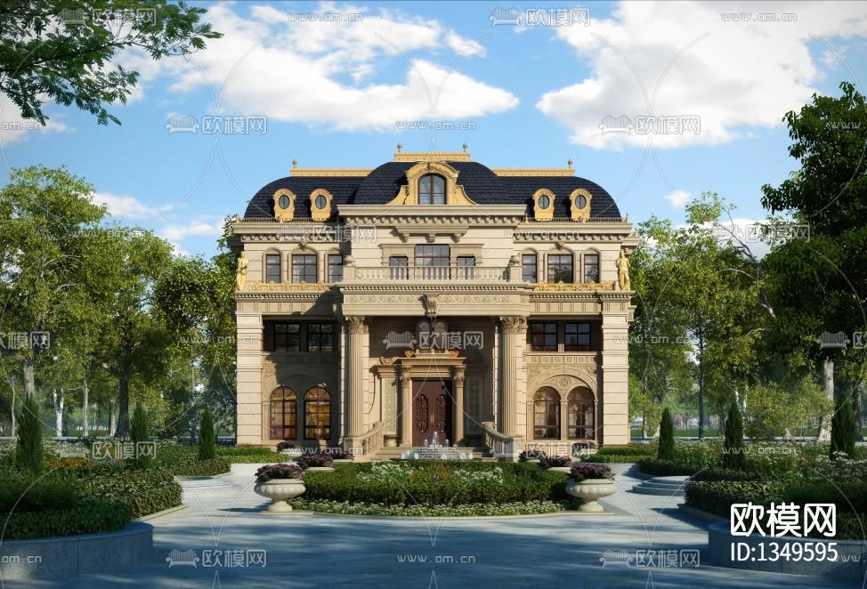 青岛万达1000M²独栋豪宅cad施工图下载（渲染图9）