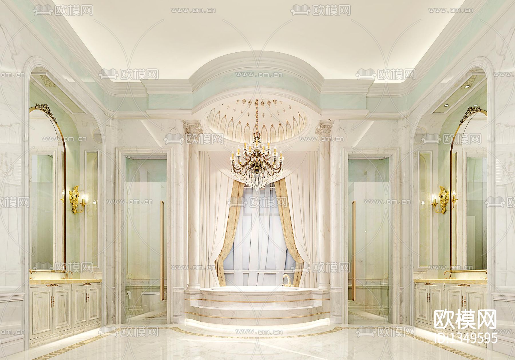 青岛万达1000M²独栋豪宅cad施工图下载（渲染图6）