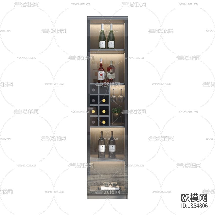 现代轻奢实木玻璃酒柜