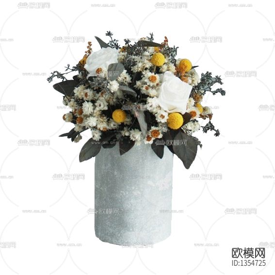 现代轻奢仿水泥花瓶摆放花艺下载