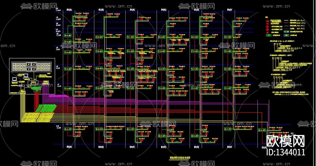 闭路电视监控系统cad施工图下载（渲染图5）