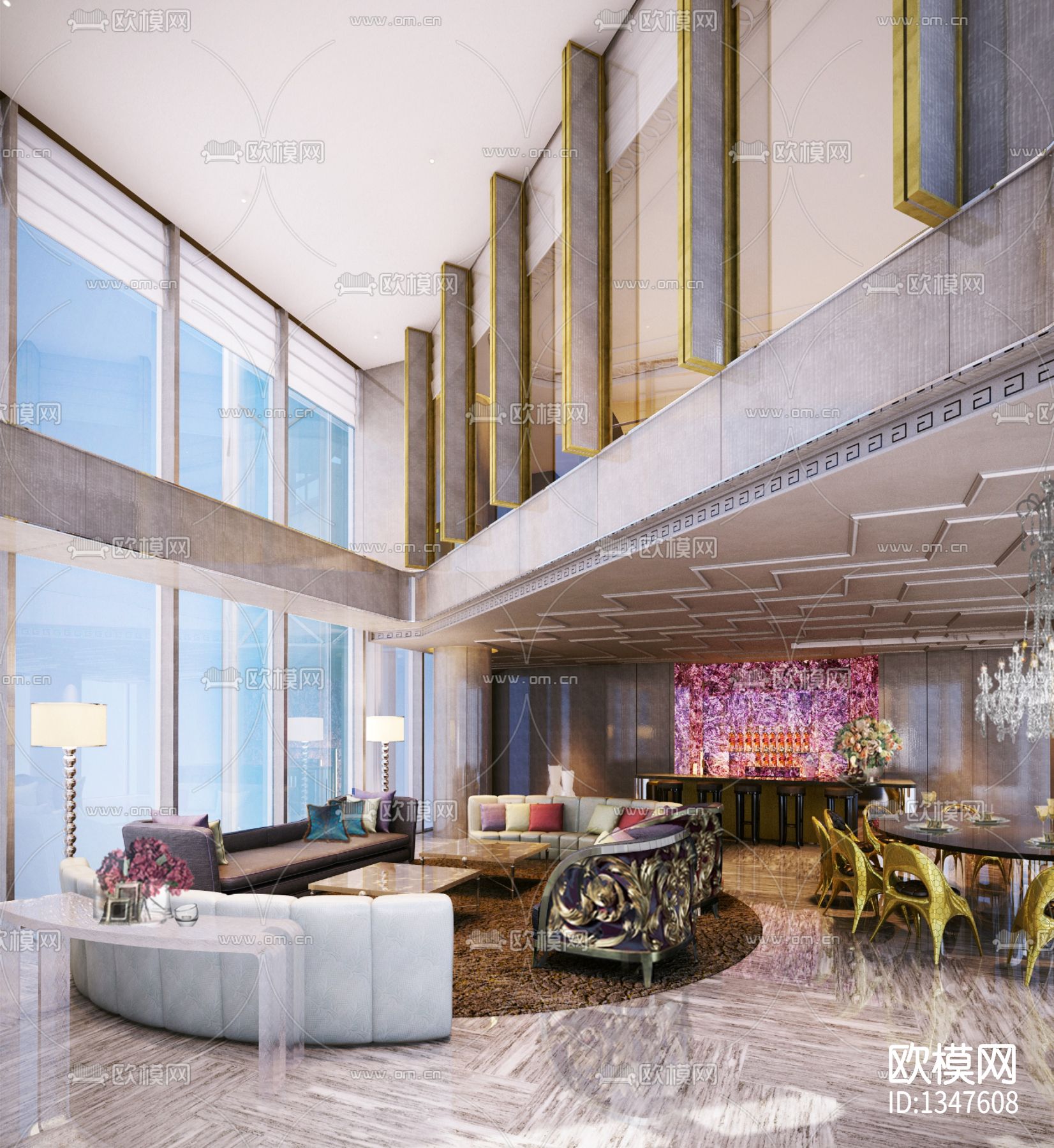 北京三里屯一号复式公寓cad施工图下载（渲染图7）