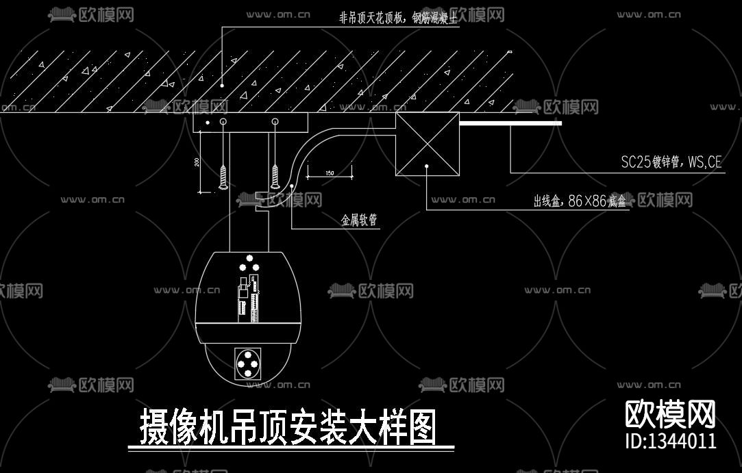 闭路电视监控系统cad施工图下载（渲染图6）