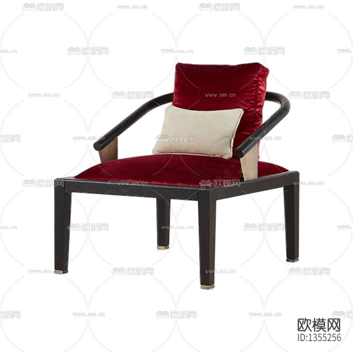 新中式简约实木布艺休闲椅下载