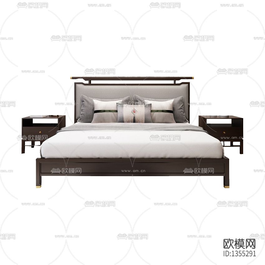 新中式禅意实木不锈钢双人床下载