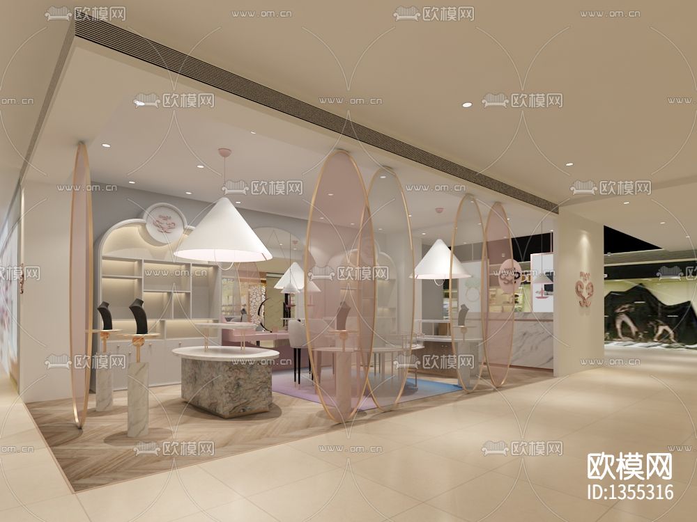 高级珠宝店铺cad施工图下载（渲染图1）