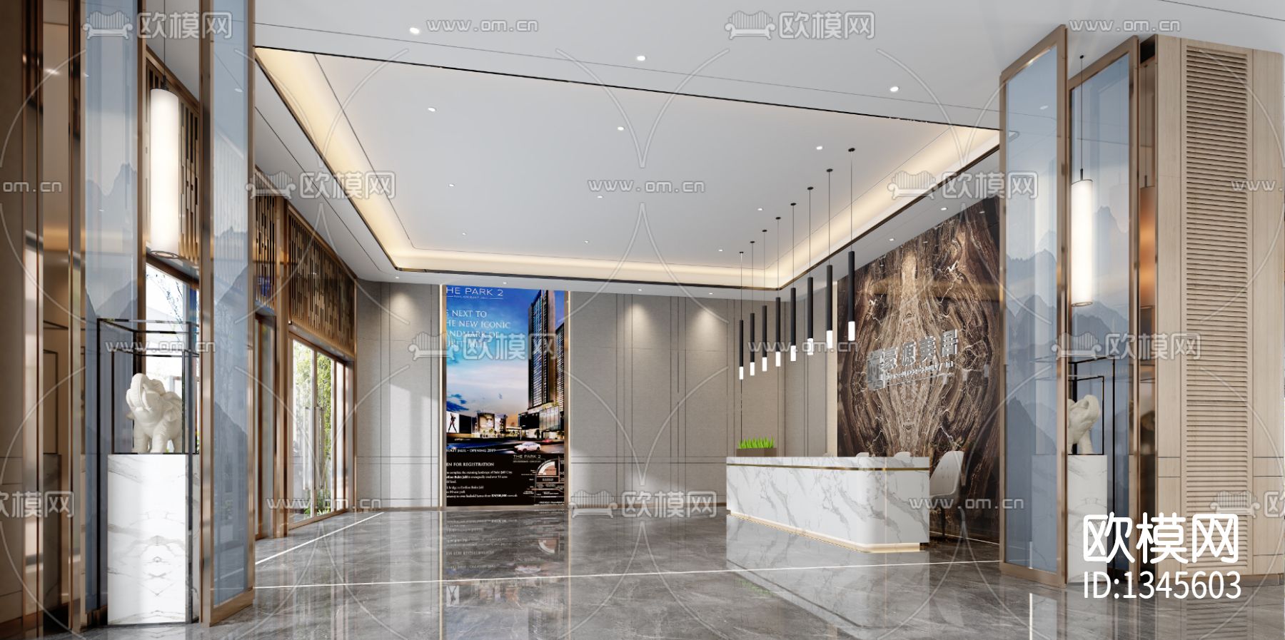 售楼部cad施工图下载（渲染图1）