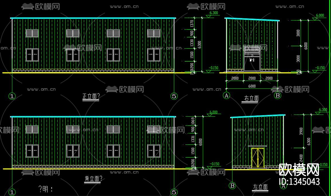 钢结构活动板房cad施工图下载（渲染图7）