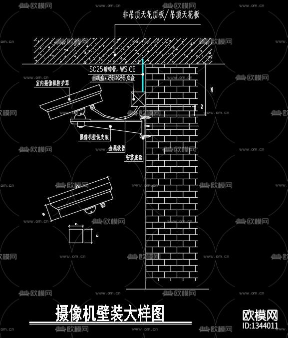 闭路电视监控系统cad施工图下载（渲染图4）