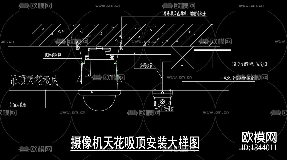 闭路电视监控系统cad施工图下载（渲染图7）
