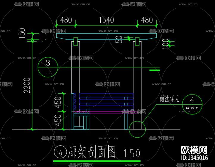 简单廊亭节点大样下载（渲染图3）