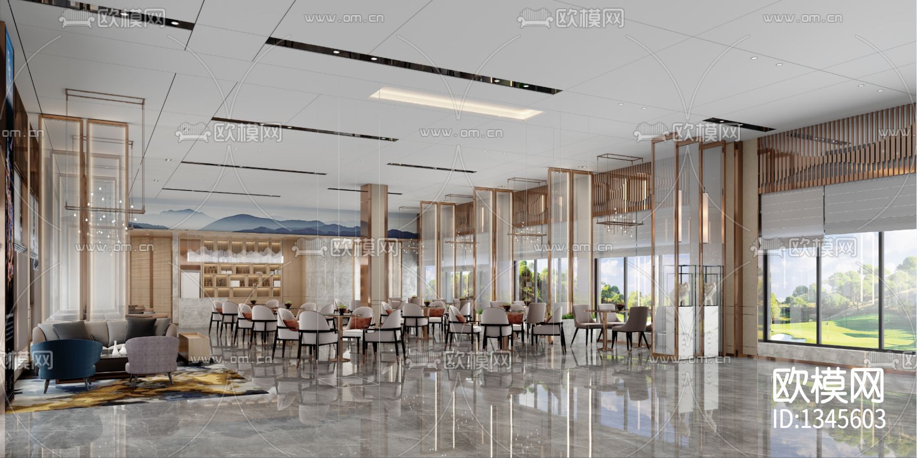 售楼部cad施工图下载（渲染图2）