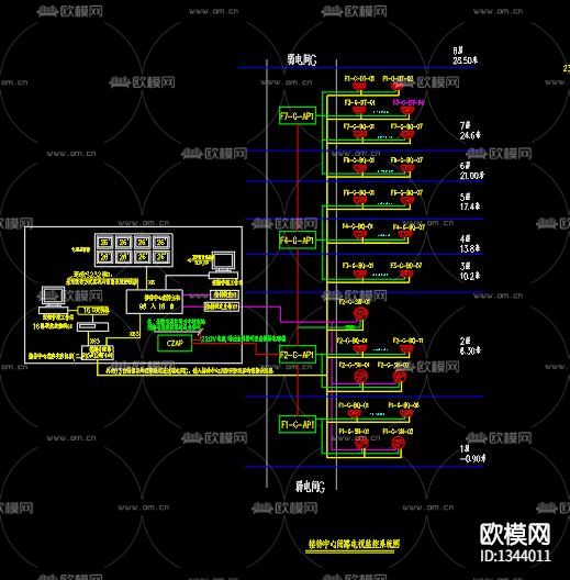 闭路电视监控系统cad施工图下载（渲染图1）