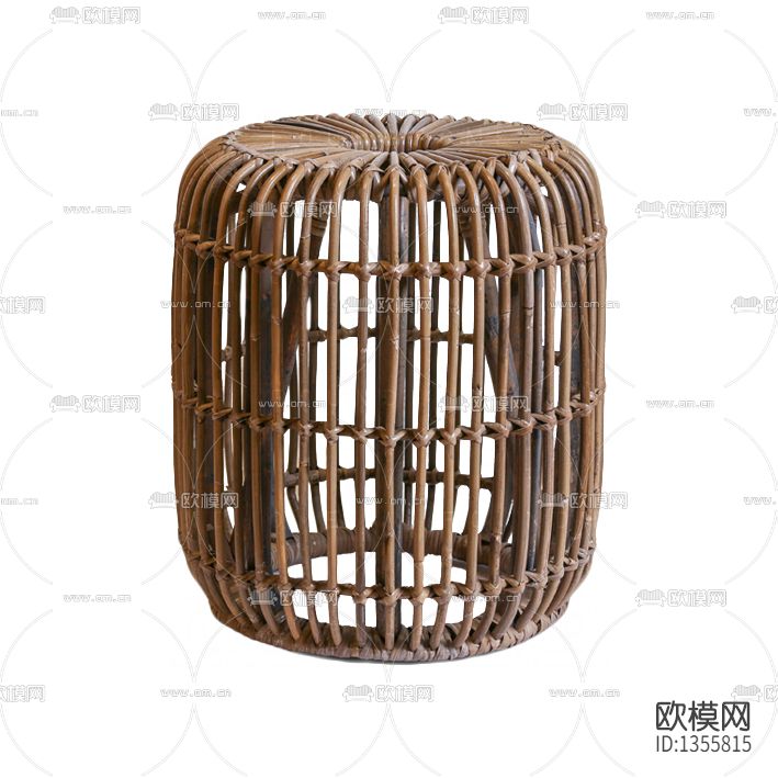 中式复古藤编凳子下载