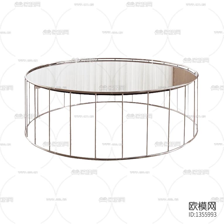现代轻奢不锈钢玻璃圆形茶几下载