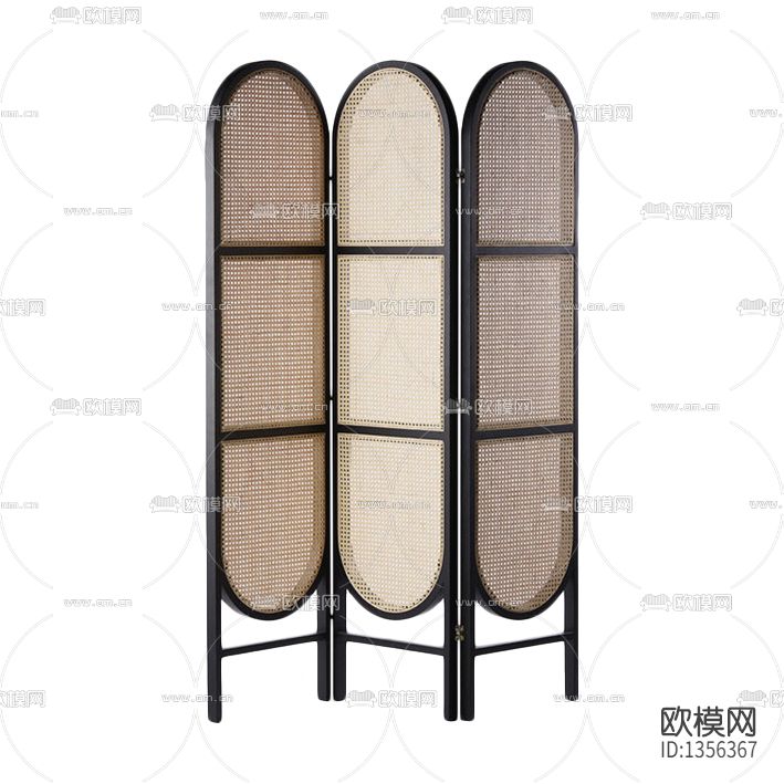 北欧简约铁艺藤编屏风下载