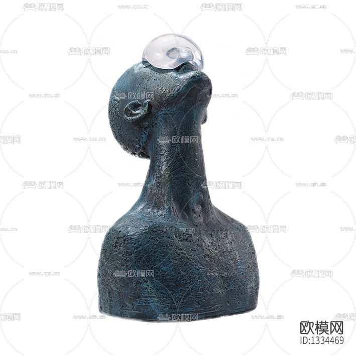 现代轻奢觉醒者蓝色雕塑