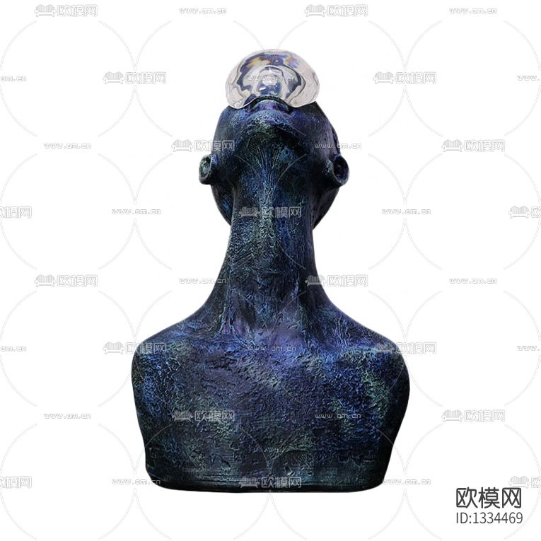 现代轻奢觉醒者蓝色雕塑