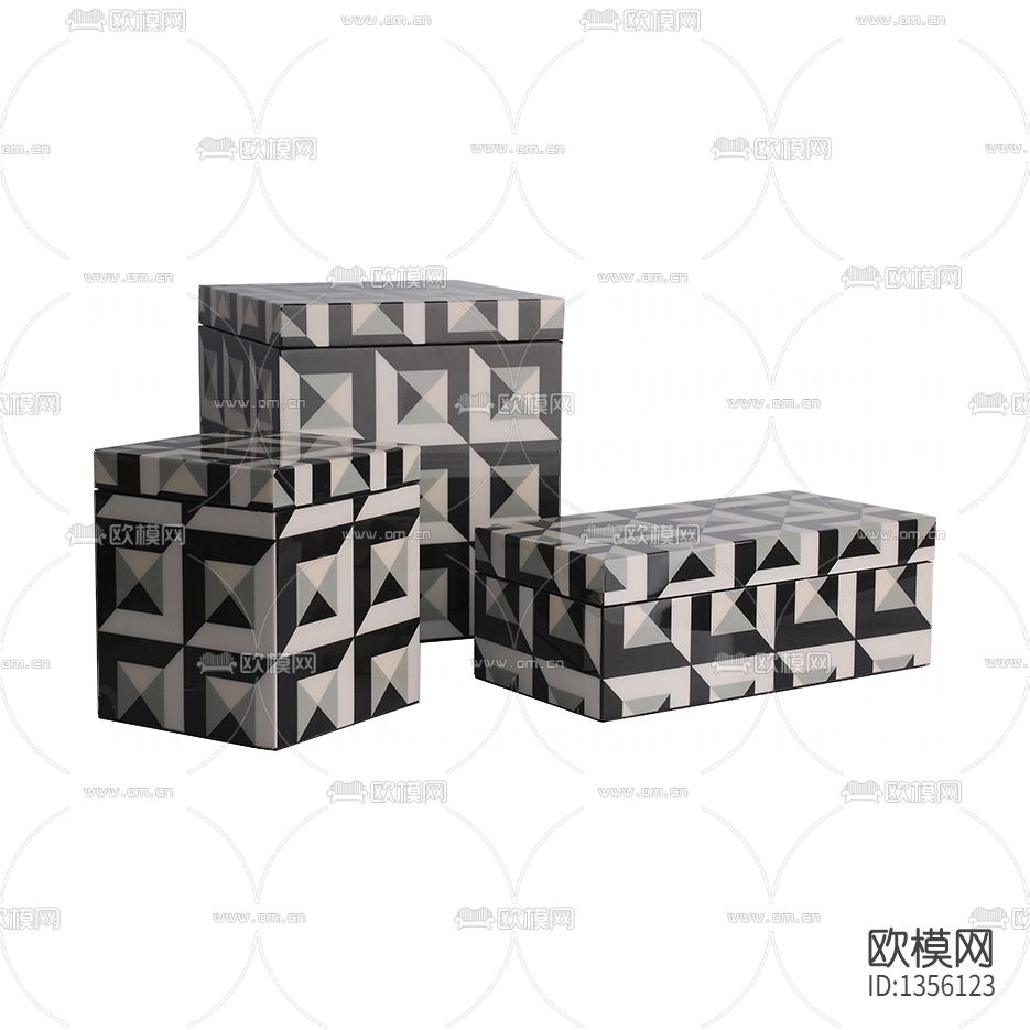 现代轻奢黑白灰几何创意装饰盒