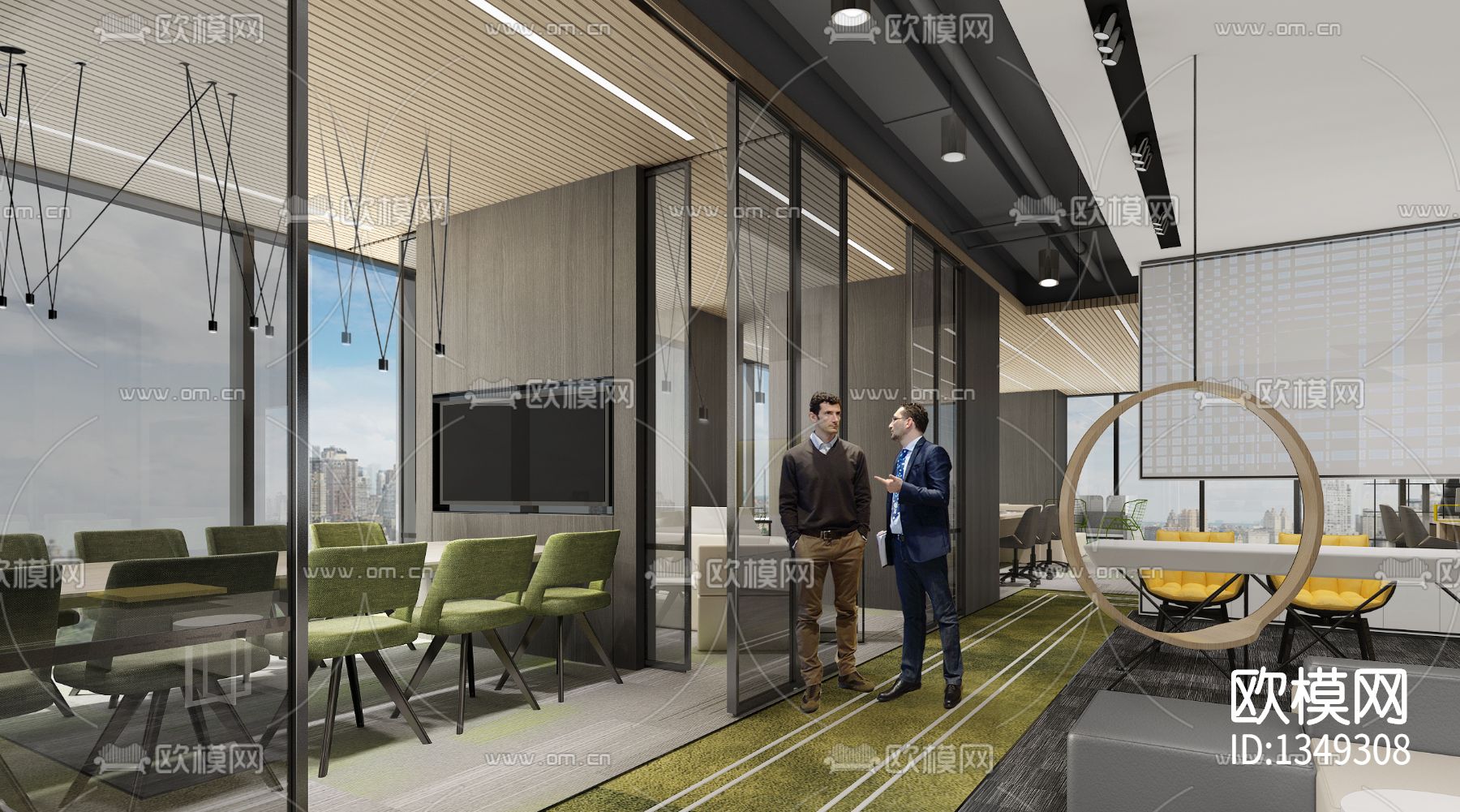 旭辉广场科创办公样板房cad施工图下载（渲染图6）