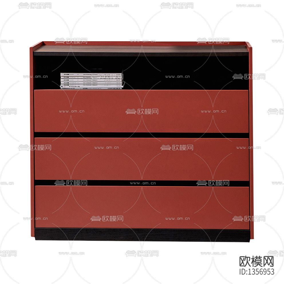 现代极简创意实木储物柜下载（渲染图1）