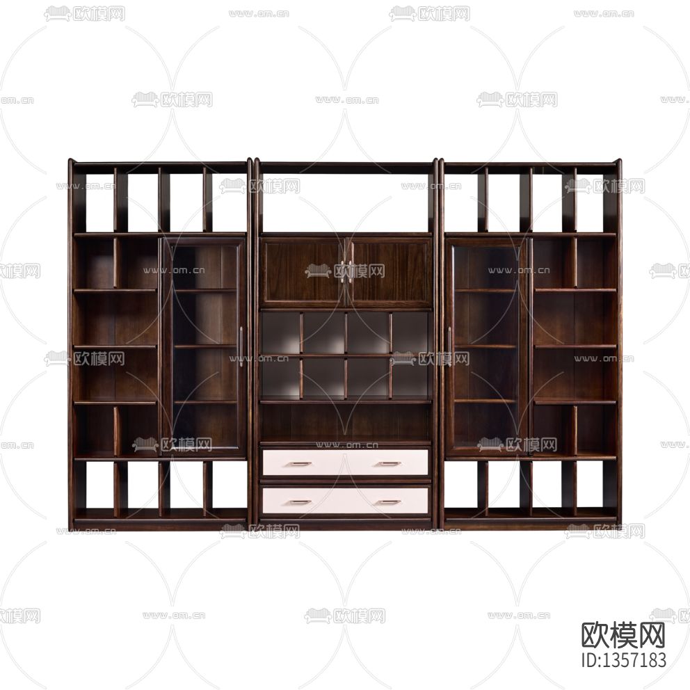 新中式简约实木玻璃书柜