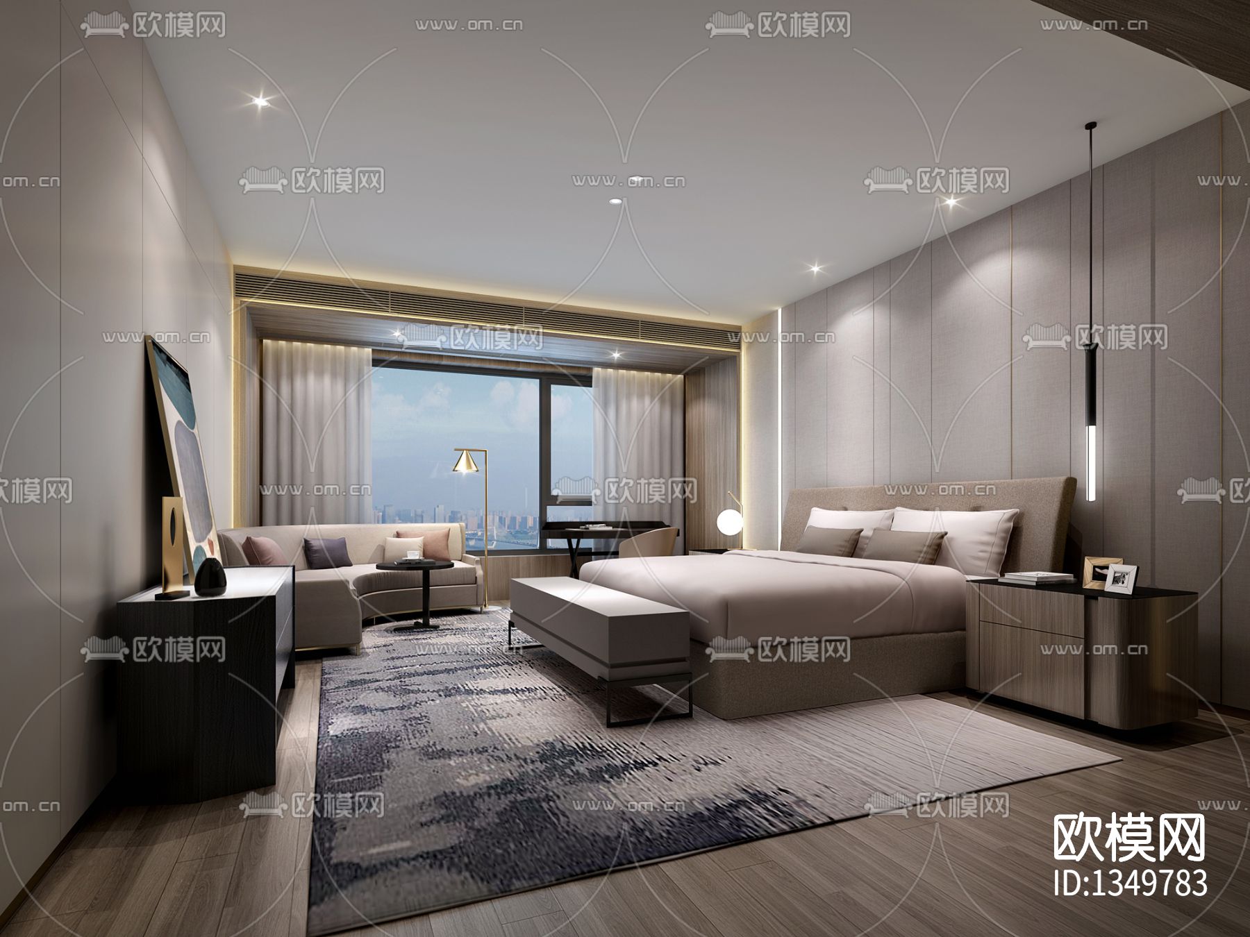 武汉天地云廷大平层私宅cad施工图下载（渲染图10）