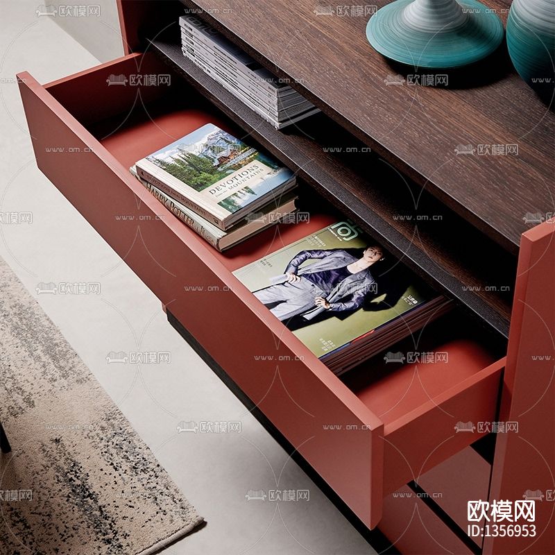 现代极简创意实木储物柜下载（渲染图3）