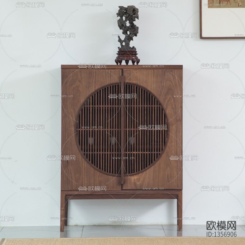 新中式禅意实木储物柜下载（渲染图5）