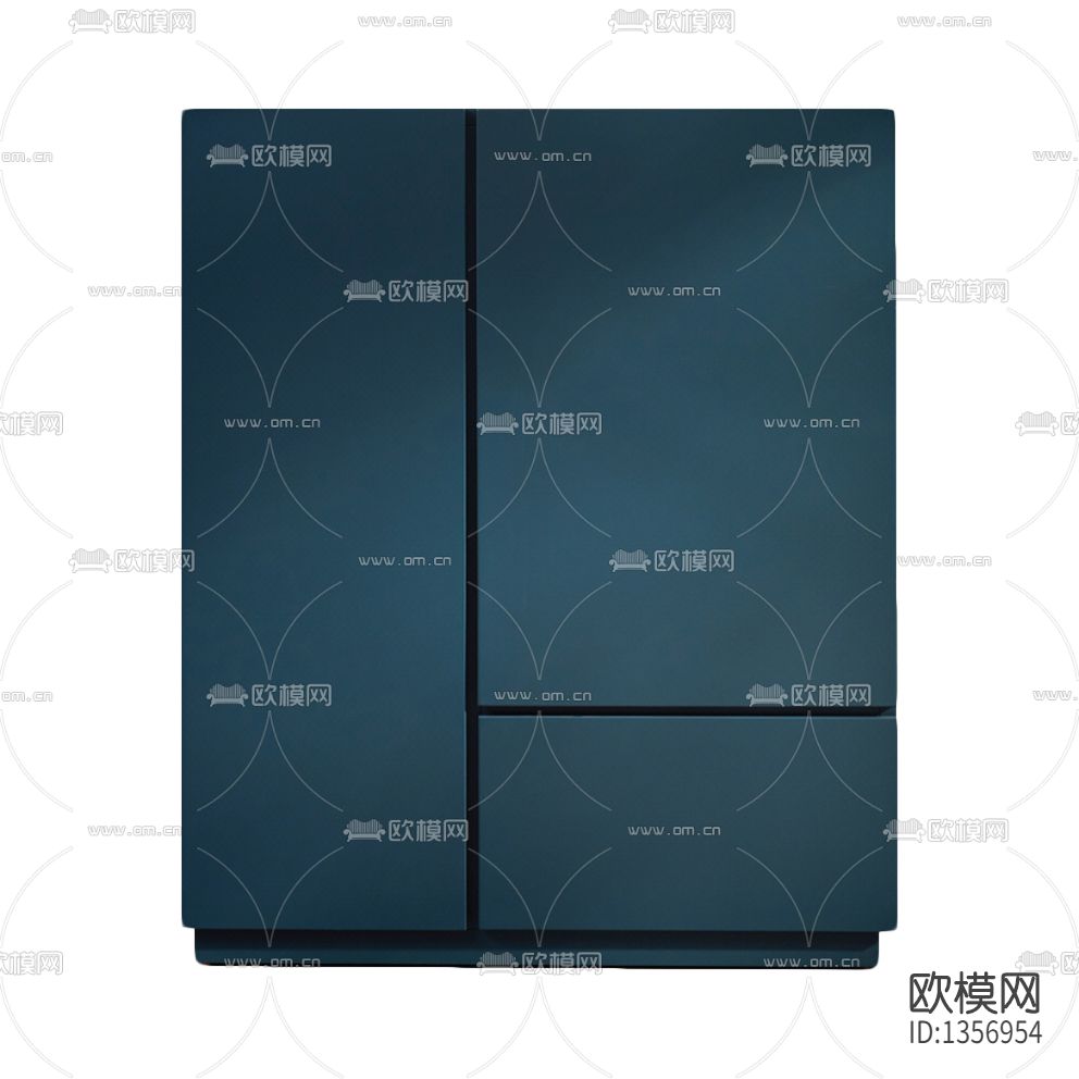 现代极简浅蓝色实木储物柜下载（渲染图1）