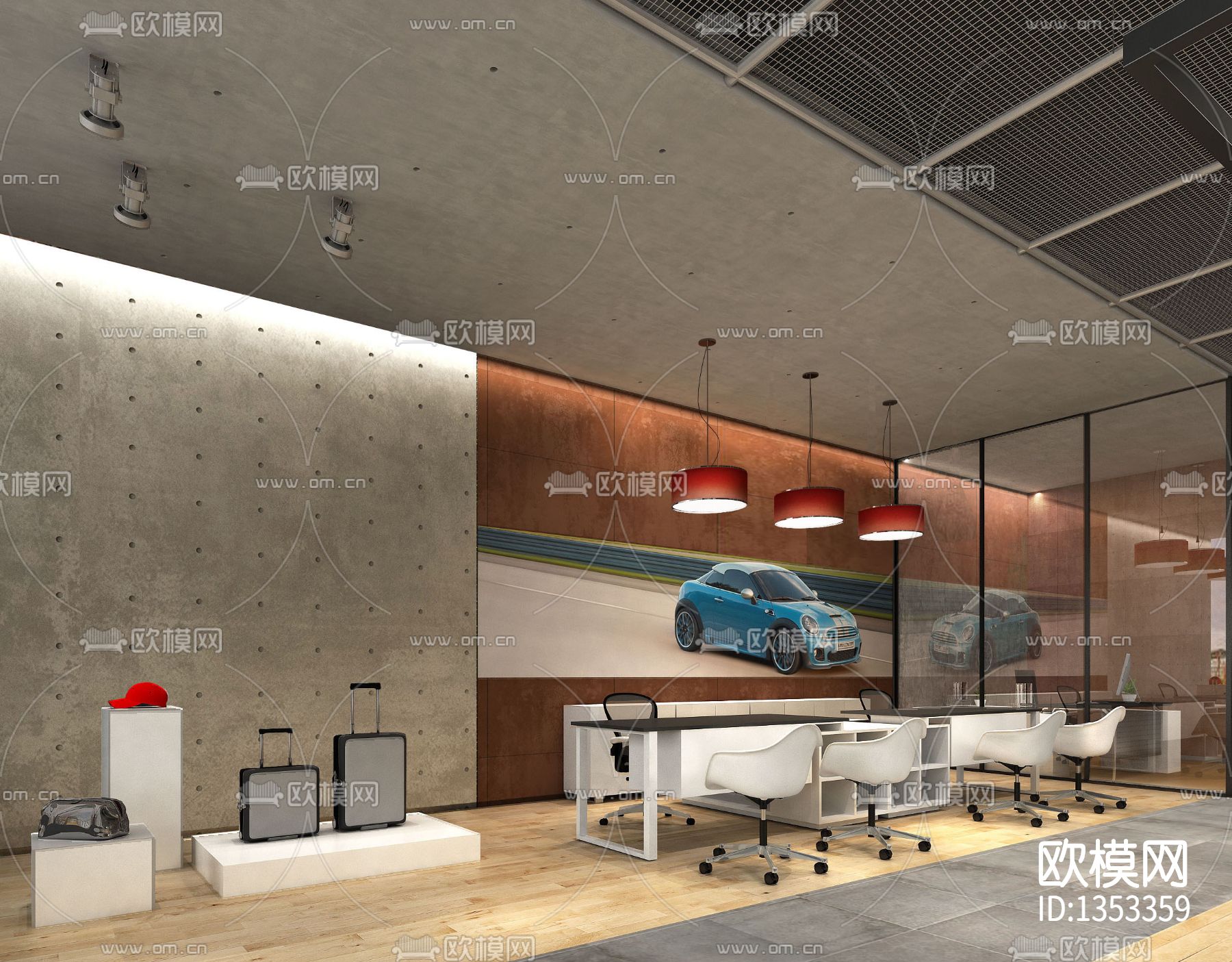 汽车展厅CAD施工图下载（渲染图5）