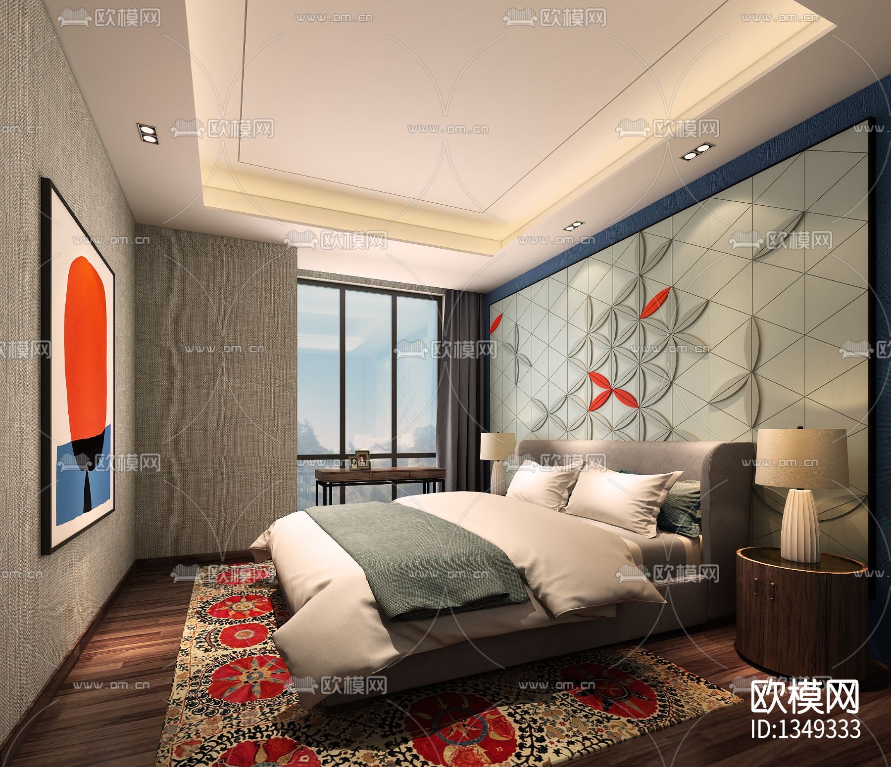 银河湾三期混搭风格样板房cad施工图下载（渲染图3）