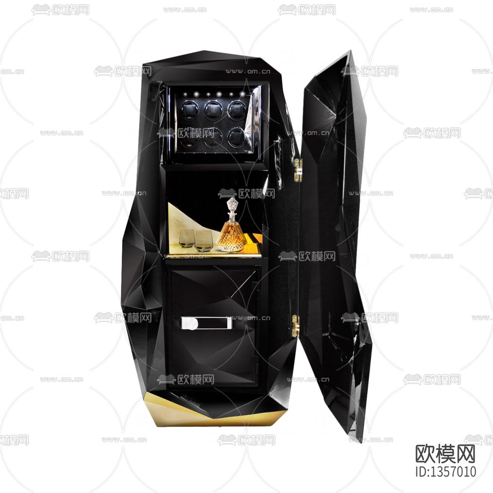 现代轻奢创意几何立体储物柜下载（渲染图2）