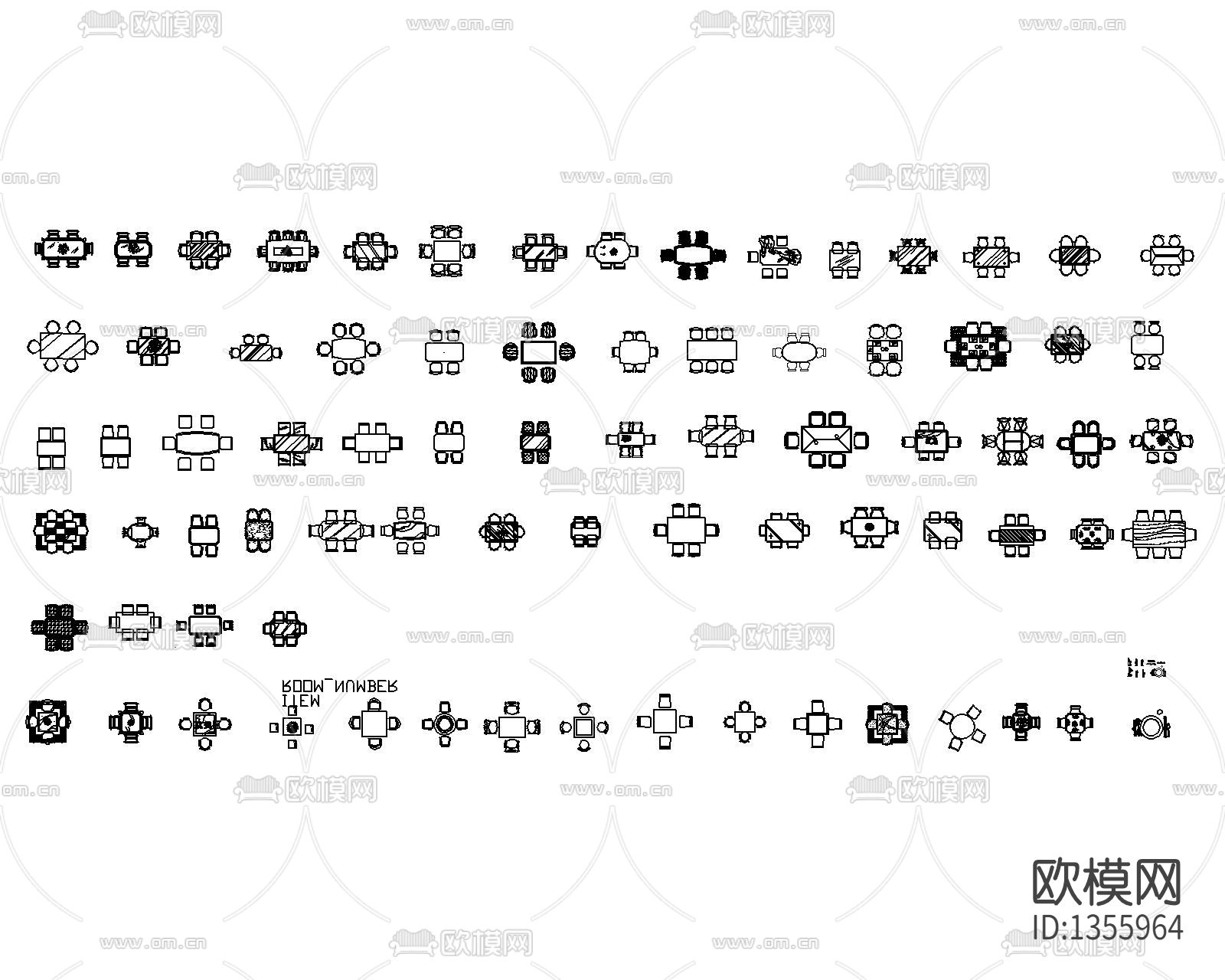餐桌椅cad图库下载（渲染图2）