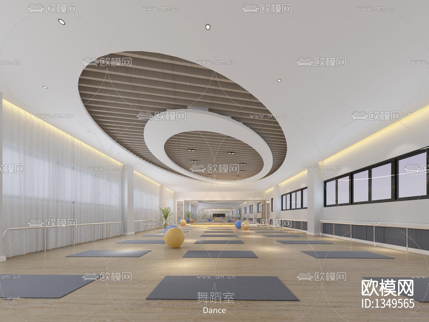 现代幼儿园cad施工图下载（渲染图1）