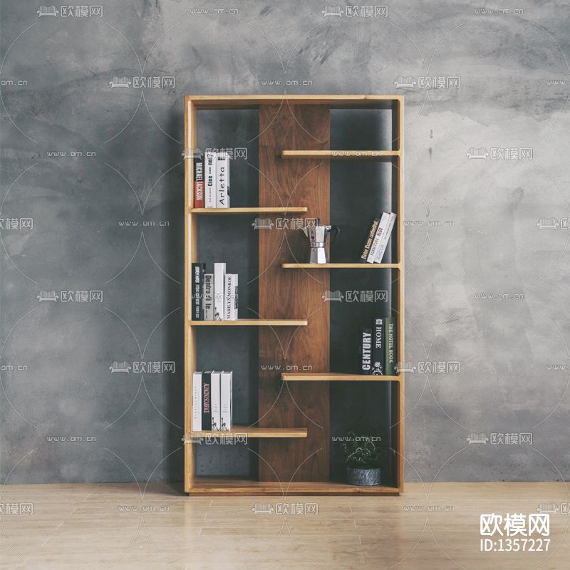 现代简约创意实木书架