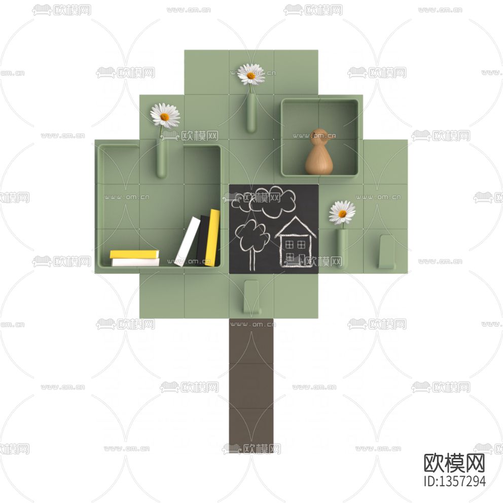 现代简约树状亚克力板创意壁柜下载