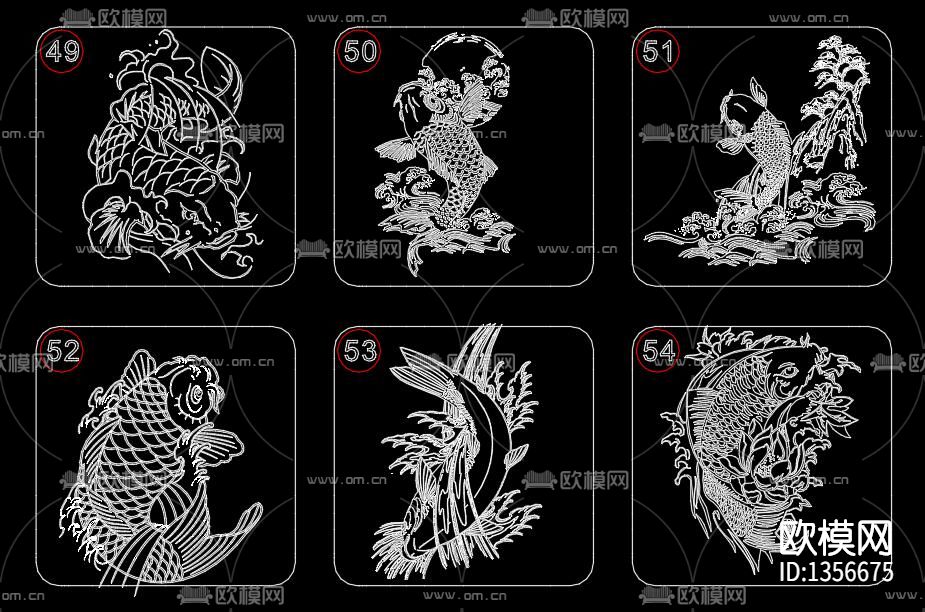 鲤鱼锦鲤cad图库下载（渲染图7）